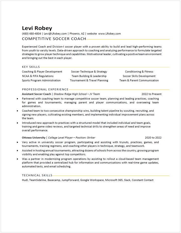Coaching Resume